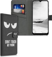 kwmobile telefoonhoesje voor Motorola Moto G30 / Moto G20 / Moto G10 - Hoesje met pasjeshouder in wit / zwart - Don't Touch My Phone design