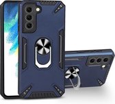 Voor Samsung Galaxy S21 FE PC + TPU-beschermhoes met 360 graden draaibare ringhouder (koningsblauw)