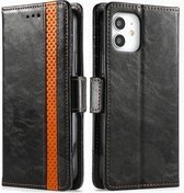 CaseNeo Business Splicing Dual Magnetic Buckle Horizontal Flip PU Leather Case met houder & kaartsleuven & portemonnee voor iPhone 12 Pro Max (zwart)