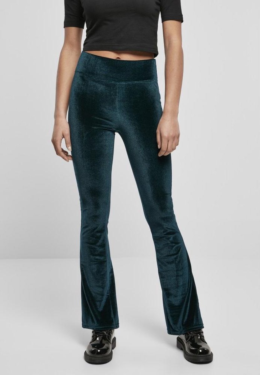 Urban Classics High Waist Velvet Boot Cut Legging 4XL Blauw