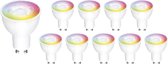 Voordeelpak 10 stuks - GU10 WiFi LED Spot - 5W vervangt 50W - RGB+CCT alle lichtkleuren - Bediening met de App