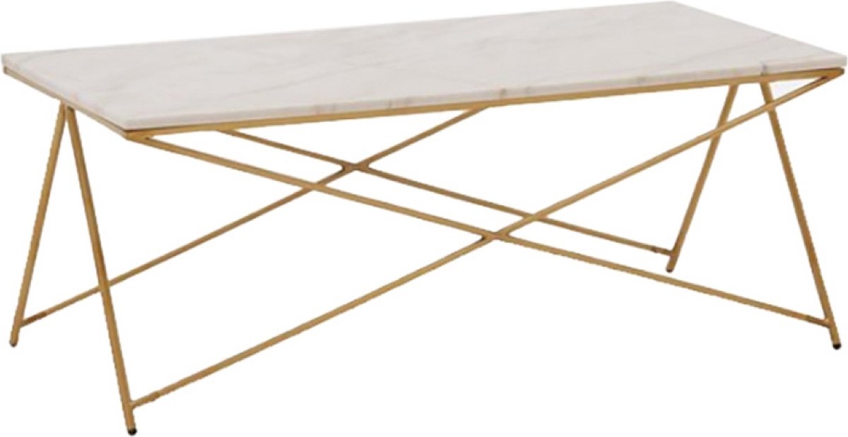 OHNO - Scott Salontafel - Wit Marmerlook Blad - Gouden poten