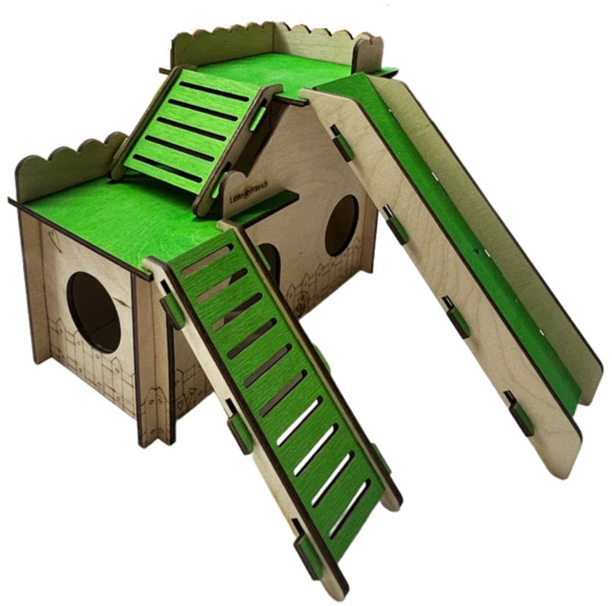 Little Friends Castle Groen&Houtkleur - Kooi Accessoire - Large