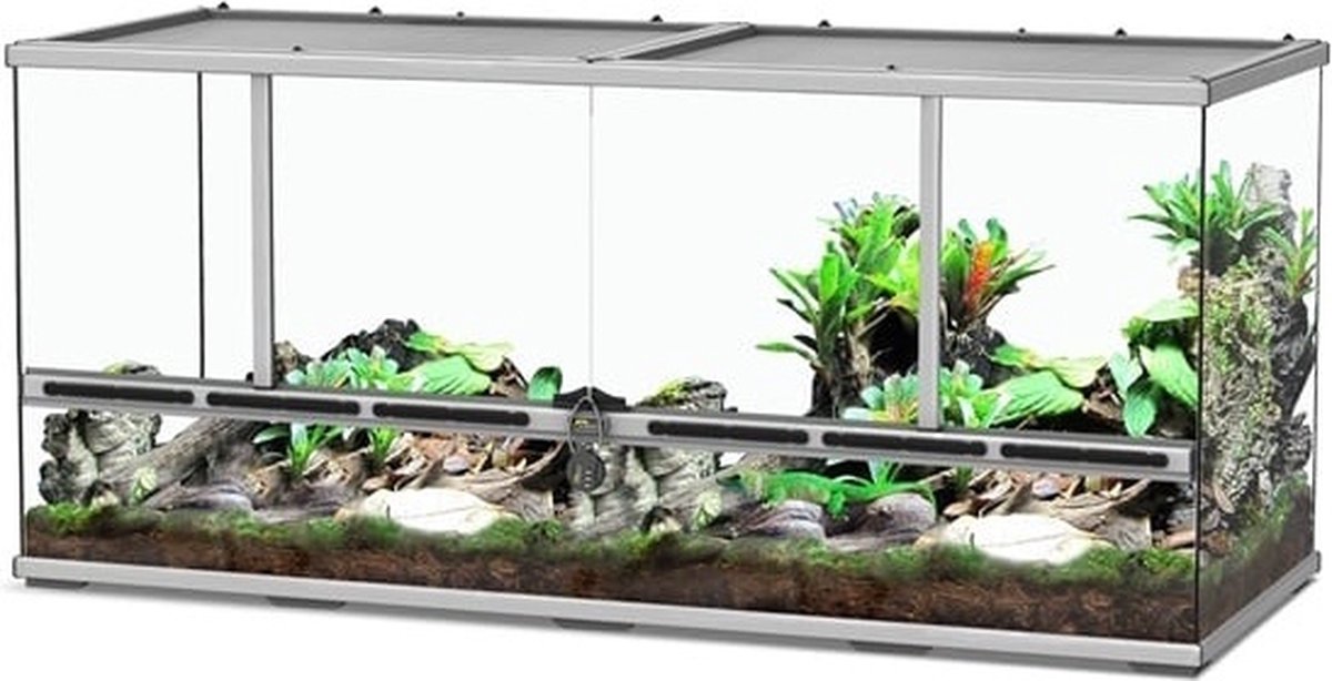 TerrAtlantis Terrarium Zilver-007 118 x 45 x 45 cm met security lock en luchtcirculatie