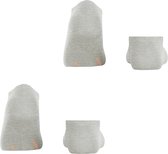 Esprit Uni 2-Pack kort eenkleurig katoen multipack sneakersokken enkelsokken dames grijs - maat 39-42