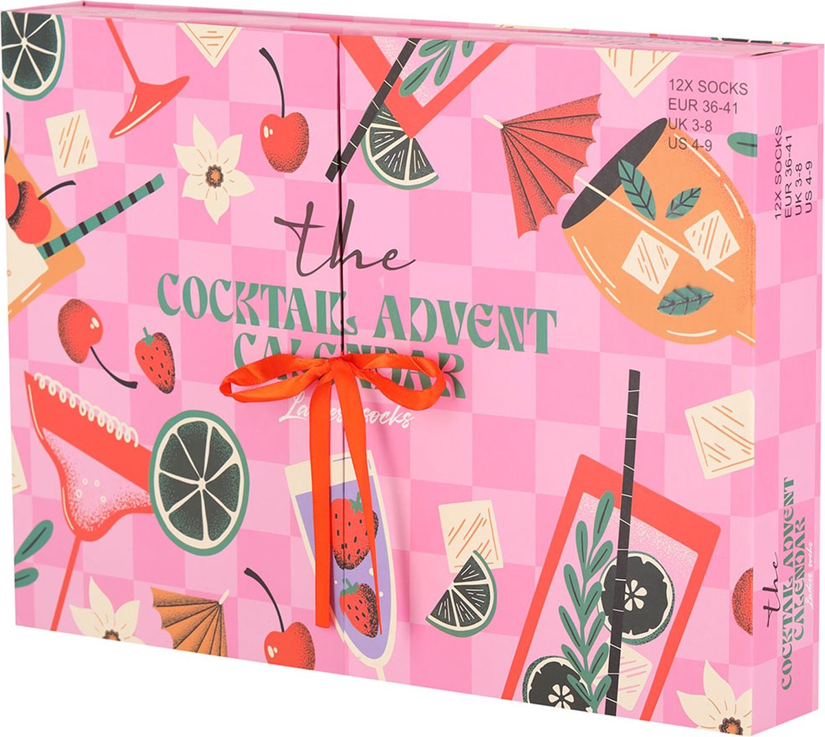 Dames Sokken - Adventskalender - 12 Paar - Cocktail Giftbox - Maat 36-41 - Adventkalender Dames