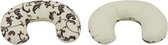 Voedingskussen 80 cm | Crème met bruine blaadjespatroon en beige