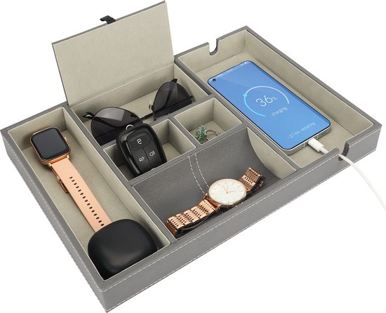 BELLE VOUS Table Desk Organiser Wood Wooden Base And Six Interchangeable Compartments 1033017637