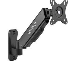 SENSE7 Monitor arm - Monitor Muurbeugel voor 17-32 Inch - Beugel 1 scherm - 360° rotatie - Universeel VESA 75 100 - Draaibaar en in hoogte verstelbaar - PIVOT-functie - Kabelgeleiders - Max. 9kg - Zwart