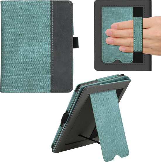 kwmobile hoes voor e-reader geschikt voor Kobo Aura Edition 1 - Cover met standaard in mintgroen / donkergrijs - Kunstleer van Merkloos — afbeelding 2