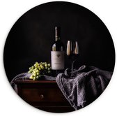 WallCircle® Wandcirkel 90x90 cm - Muurcirkel Druiven - Wijn - Rood - Tafel - Muurdecoratie woonkamer - Wanddecoratie keuken - Kamer decoratie accessoires - Ronde schilderijen