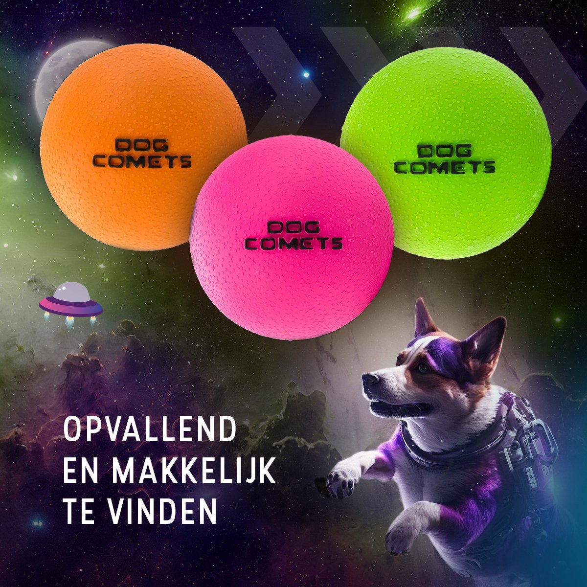 Dog Comets Ball Stardust Ø 6 cm - Rubberen Hondenbal - Hondenspeelgoed - Stuiterend en Drijvend honden speelgoed - Groen - 2 Stuks thumbnail 4