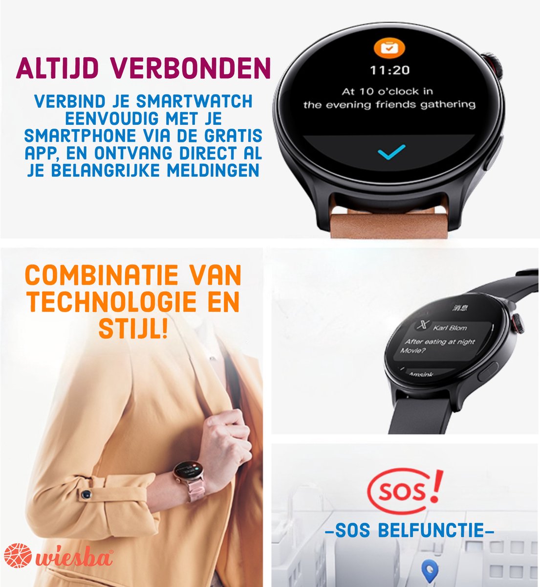 Afbeelding 2 van Wiesba Smart GT2 Pro Smartwatch 1.46" Zwart