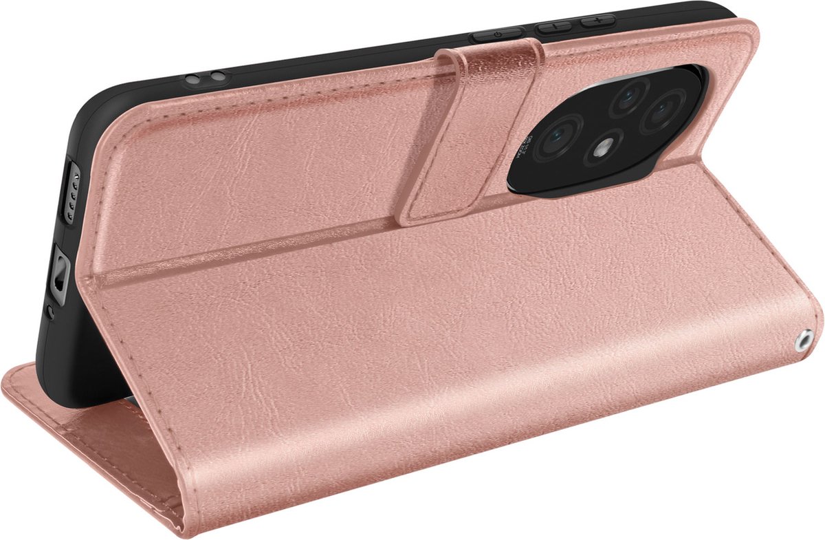 Mayaxess, Beschermhoes voor Honor 200 Pro Portemonnee met Handriem, Champagneroze