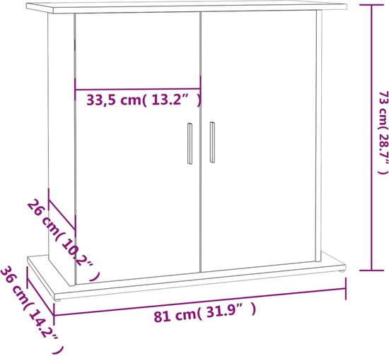 The Living Store Support pour Aquarium Bois Wit - 81 x 36 x 73 cm Support Stable et Trendy
