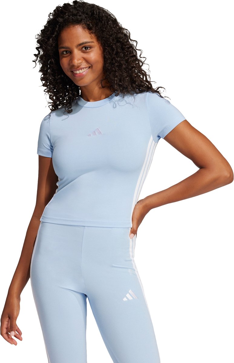 Adidas Sportswear Essentials 3-Stripes Slim-Fit Baby T-Shirt - Dames - Blauw