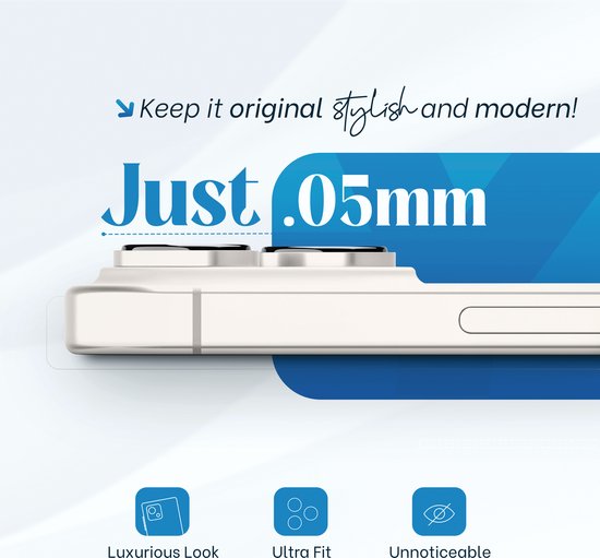 Dunne lensprotector van 0.05mm. Luxe uitstraling, ultra pasvorm, onopvallend.