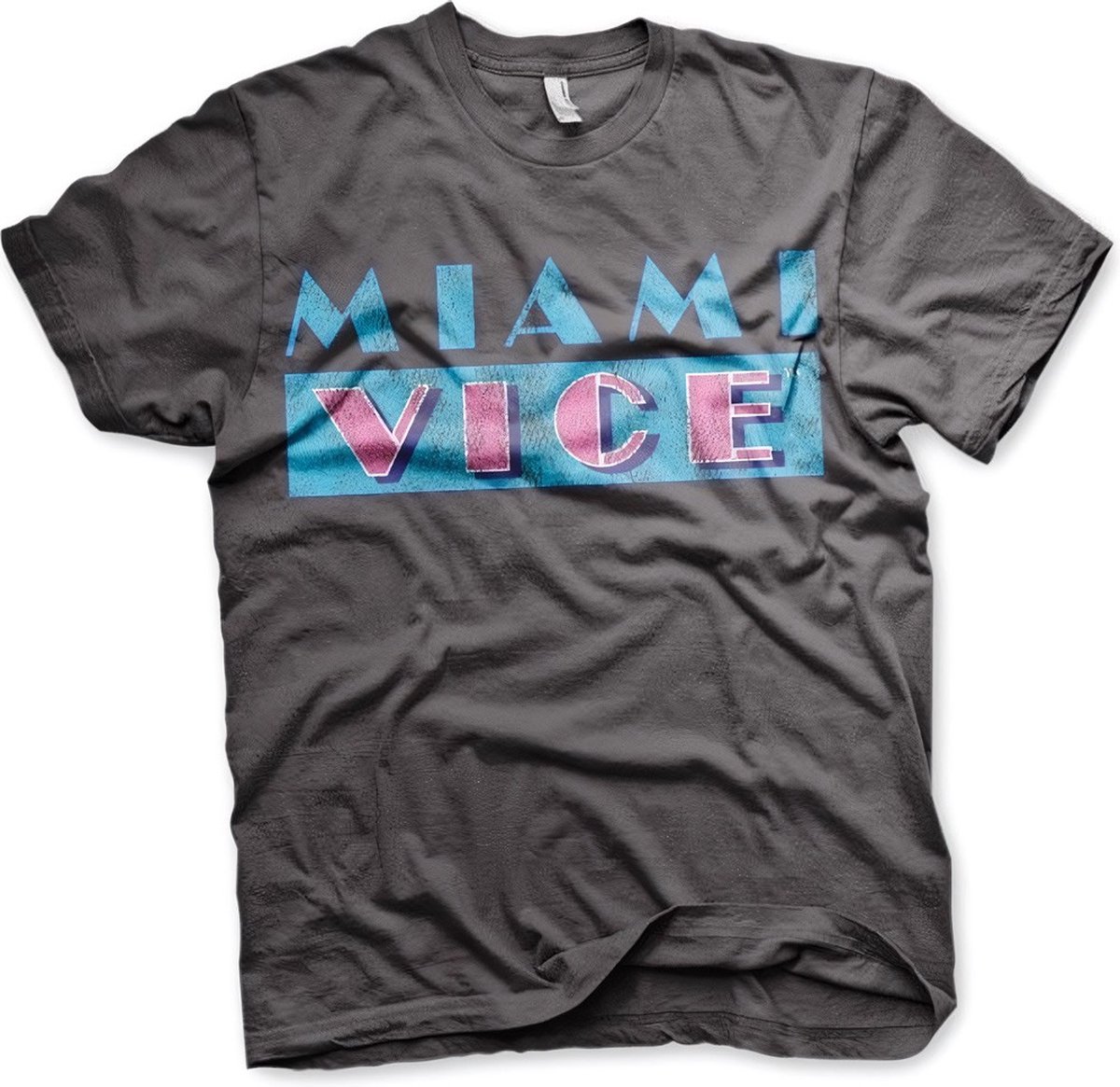Miami Vice T-shirt met verweerd logo, donkergrijs