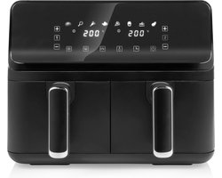 Dubbele Mand Airfryer 2 x 4L 2700W 8 Voorgeprogrammeerde Instellingen Individuele Temperatuurinstelling per Mand