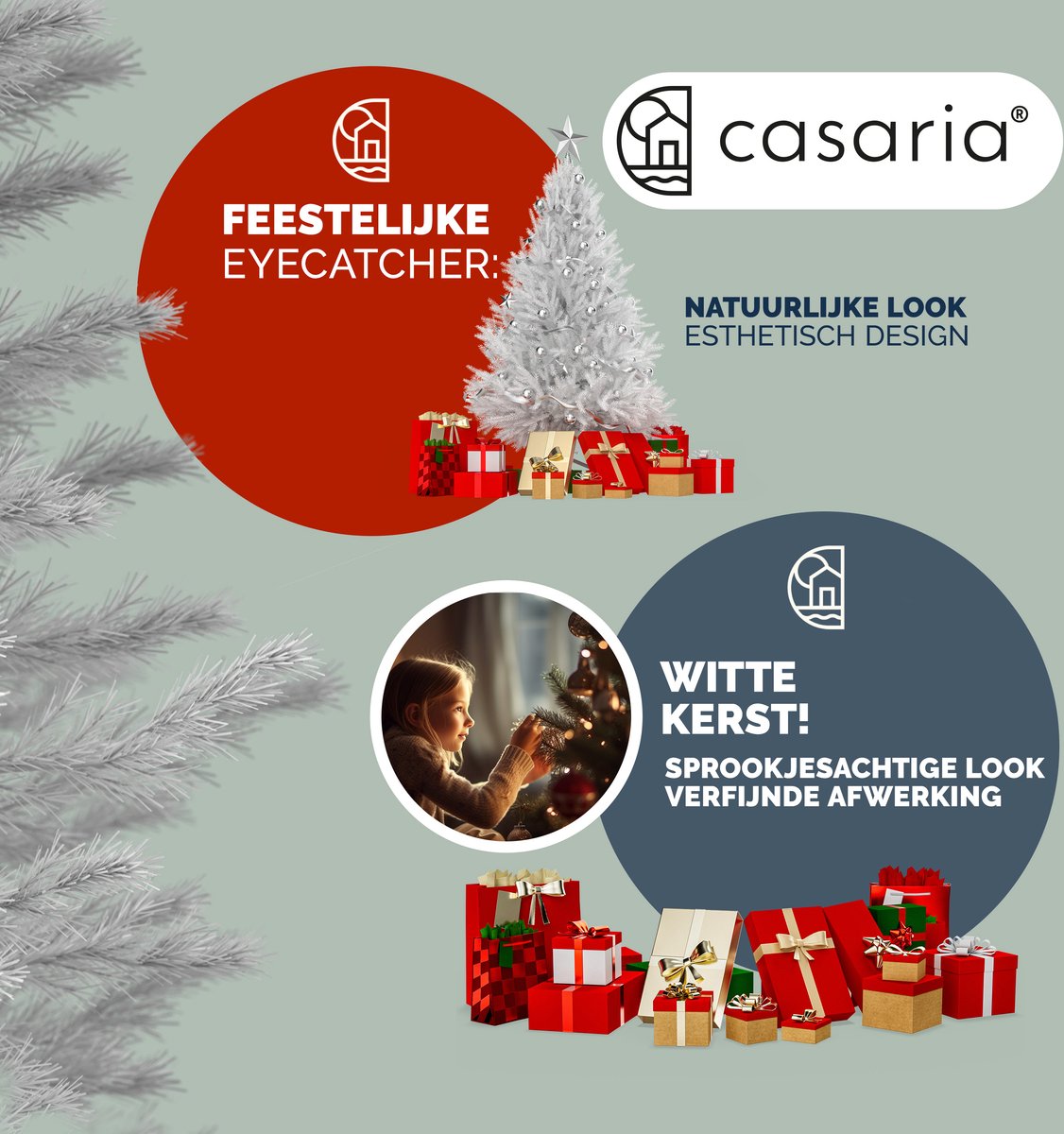 Casaria Kunstkerstboom - Metalen Voet 705 Takpunten 180cm - Wit – foto 3