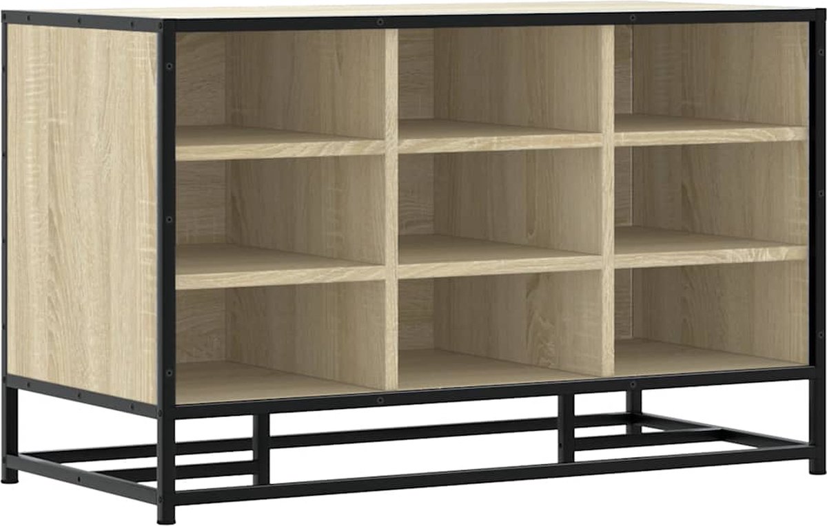vidaXL Schoenenbank - 84x40x53,5 - cm - bewerkt - hout - en - metaal - sonoma - eiken sonoma eiken
