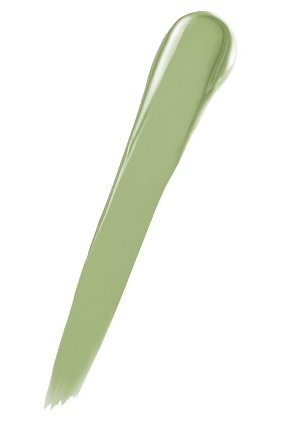 Een streep groene Maybelline Instant Age Rewind Color Correcting Concealer op een witte achtergrond.