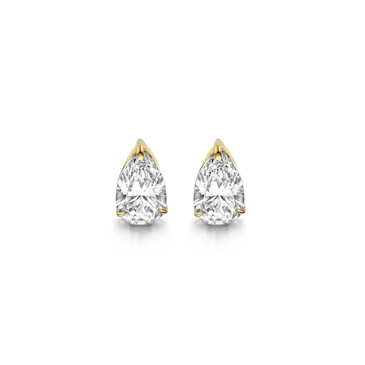 New Bling 9NBG-0218 Gouden Oorknopjes - Dames - Zirkonia - Druppel - 8 x 5 mm - 14 Karaat - Goud
