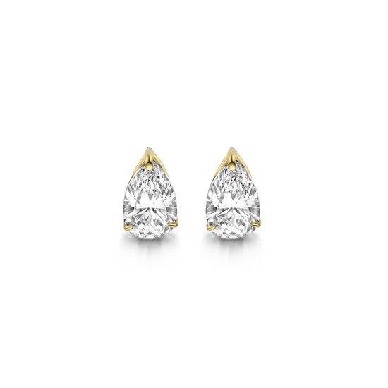 Clips d'oreilles en or New Bling 9NBG-0218 - Dames - Zircone - Goutte - 8 x 5 mm - 14 carats - Or