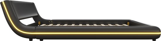 Lit double Sweiko 160*200 cm, éclairage LED, PU, ​​noir