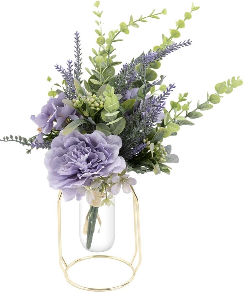 La'Moussawi ® Kunstbloemenboeket met Pioenrozen en Lavendel voor Diverse Decoraties
