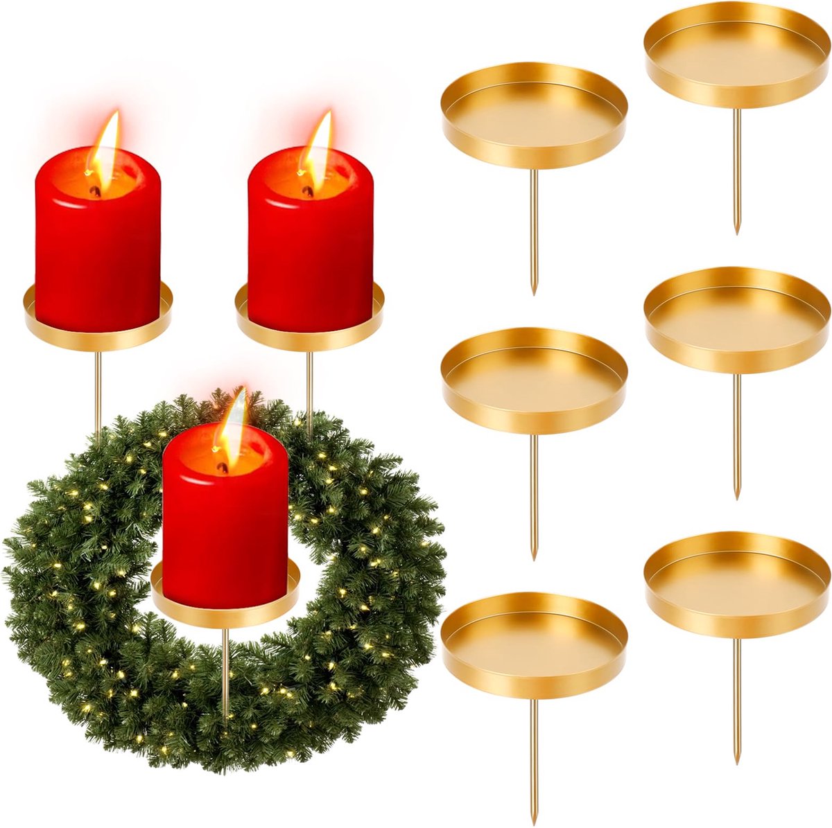 La'Moussawi ® Elegante Set van 6 Gouden Kaarsenhouders voor Advent en Feestelijke Decoratie