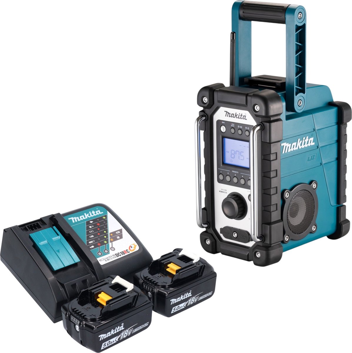 Makita DMR 116 RT accu bouwradio 14,4 - 18 V AM FM AUX + 2x accu 5,0 Ah + oplader