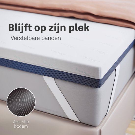 CozySense® DualFeel - Topper 120x200 - Surmatelas - Matras - 100 jours de sommeil d'essai - Dual Feel - 2 couches à retourner, 1 côté froid et 1 côté chaud - Topper - Certifié CertiPUR® - Dureté Medium - 7,5 CM d'épaisseur - Comprend housse lavable