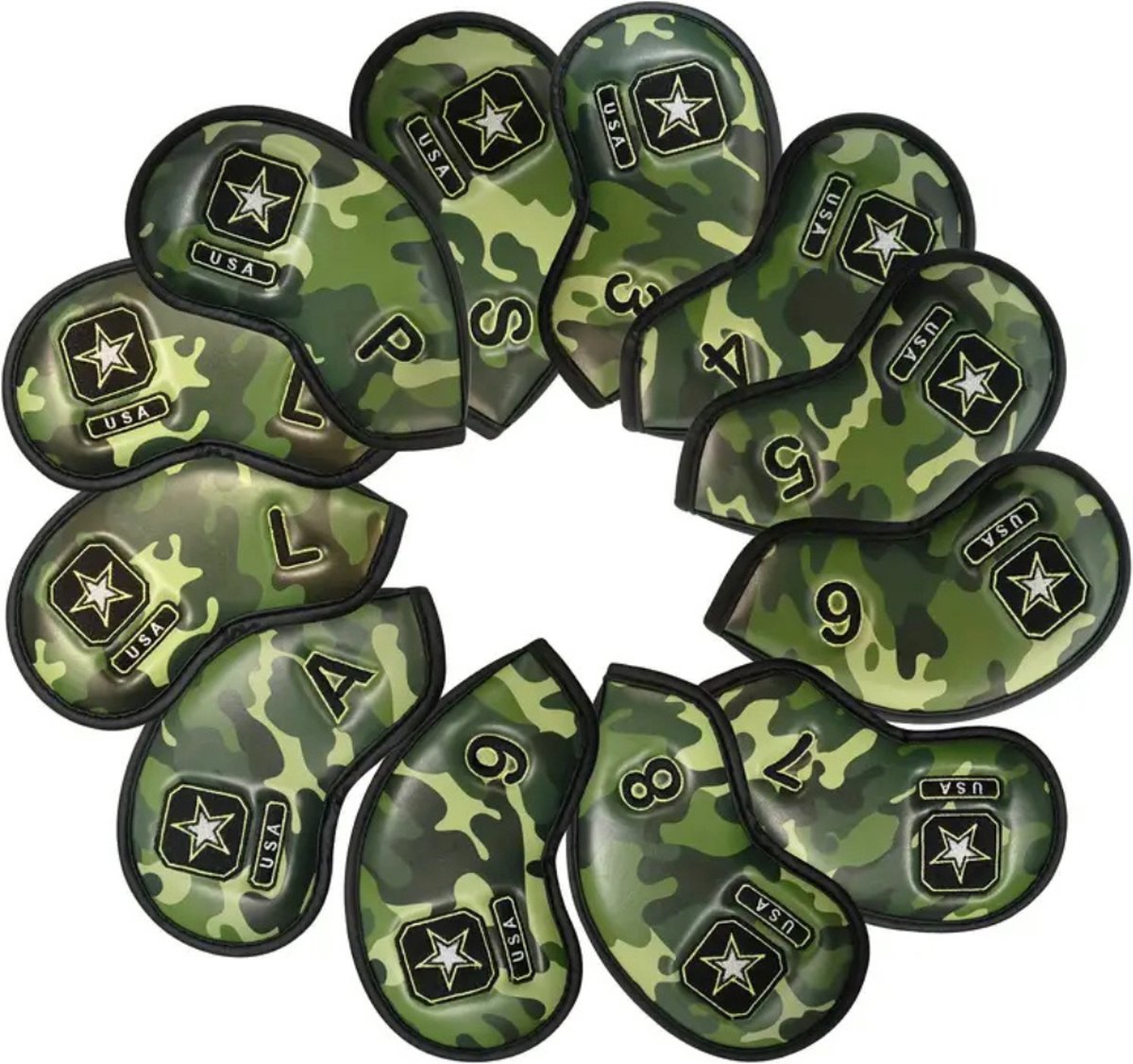 Livano Golfclub Headcover - Covers - Beschermers - Golfset - Camouflage - 12 Stuks