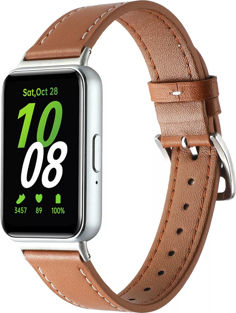 Strap-it Leren bandje met gespsluiting - geschikt voor de Samsung Galaxy Fit 3 (bruin)