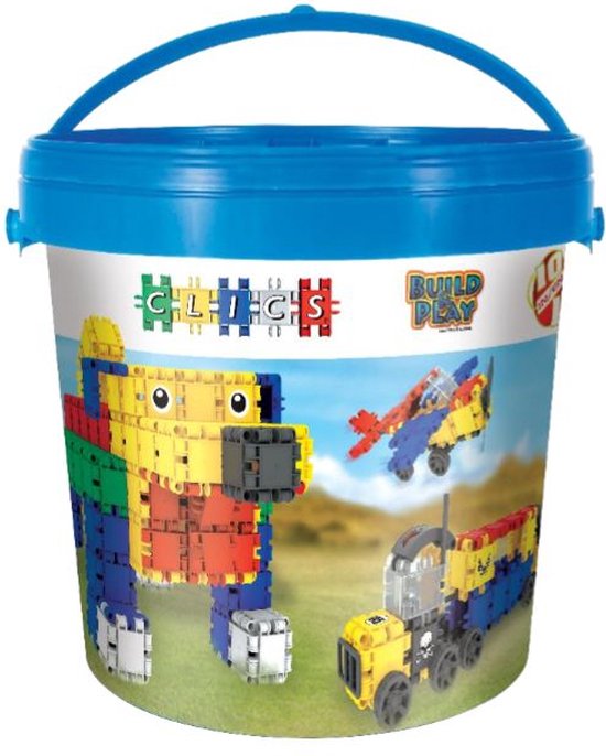 Clics Build & Play 10-in-1 bouwblokken– DUURZAAM SPEELGOED gemaakt van GERECYCLEERDE kunststof- bouwset 10 in 1 - speelgoed 4,5,6,7,8 jaar jongens en meisjes- educatief speelgoed- Montessori speelgoed- constructie speelgoed