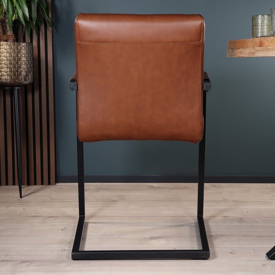 SET OFF: Chaise de salle à manger 4 pièces avec accoudoirs cognac Chaise de salle à manger design industriel Noor