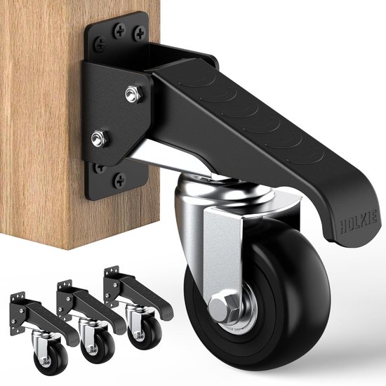 HOLKIE Verlaagbare Transportwielen, 75 Mm, Zware Wielen, Met Hef En Dalfunctie Maximale Belasting Van 500 Kg 4 Wielen Voor Werkbanken Of Andere Apparaten 2128008767