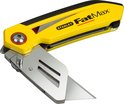 Gele Stanley FatMax vouwmets met zwart handvat en metalen mes.