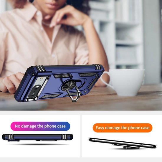 Coque Google Pixel 8 - Coverup Ring Kickstand Back Cover - Blauw