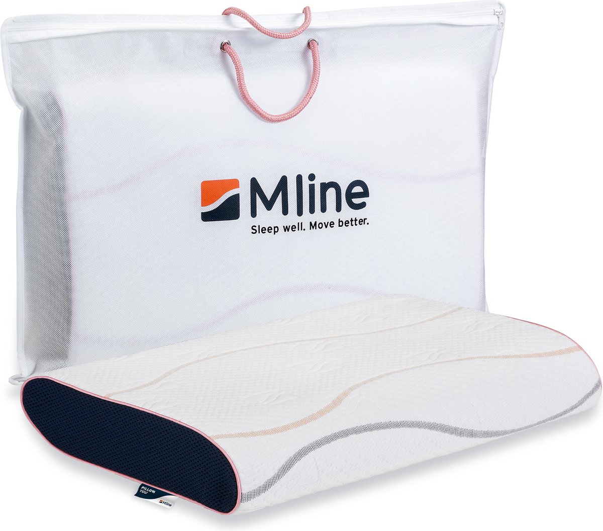 M line Pillow You ergonomisch hoofdkussen - soft/medium – anti-allergeen – tegen nek- en schouderklachten – 8 cm hoog – roze