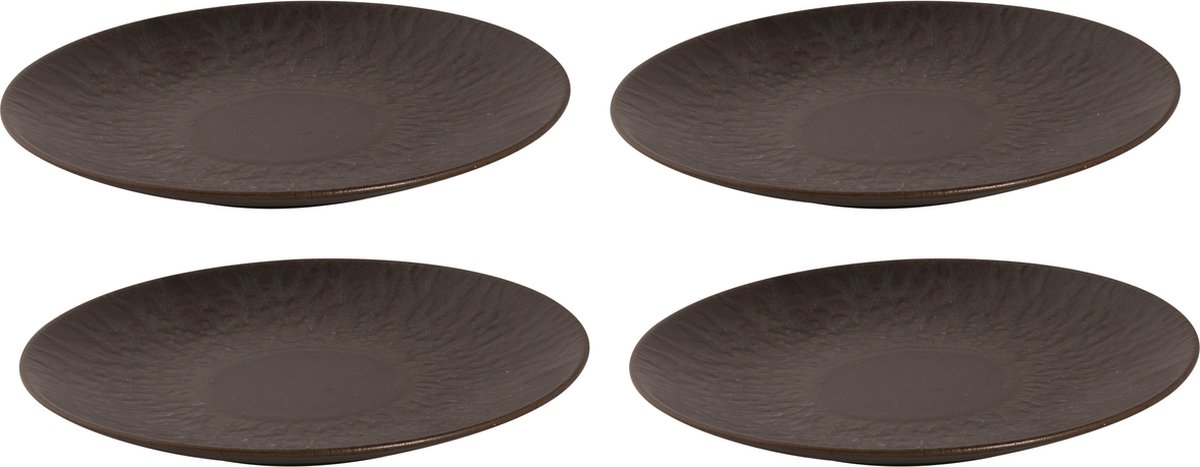 Palmer - Ruston - Bord - 4 stuks - ø 22 cm - Bruin - Stoneware - Bordenset