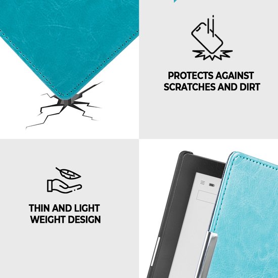 Lunso Geschikt voor Kobo Aura Edition 1 hoes (6 inch) - sleepcover - Lichtblauw van Merkloos — afbeelding 3