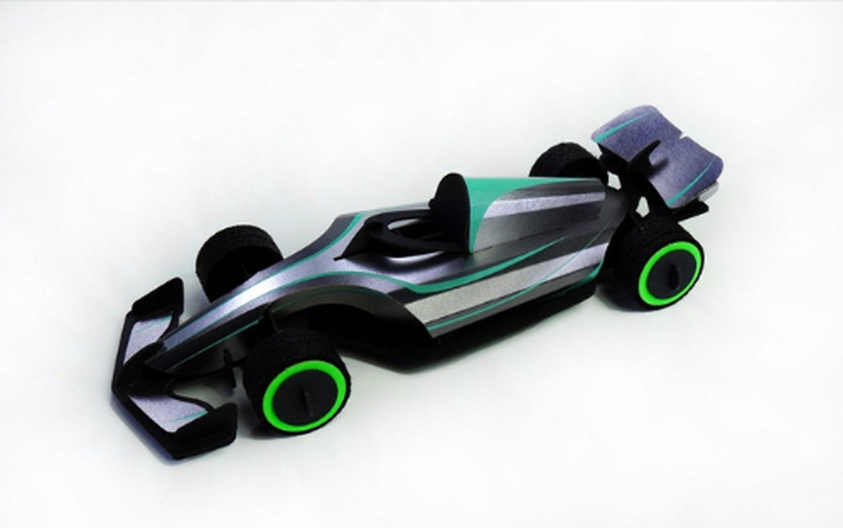Assembli papieren raceauto carbon zilver