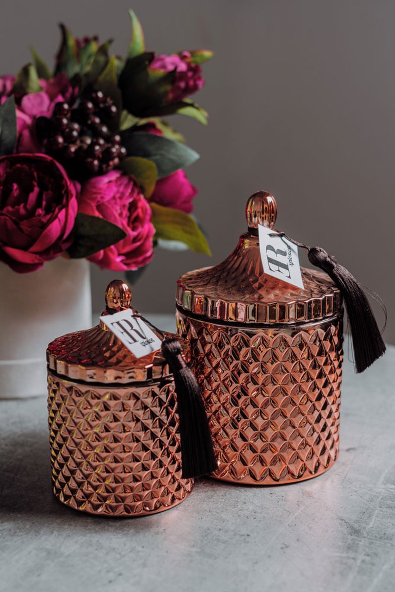 Geurkaars L Rose Goud 230 ml - Inspired by Oud Wood