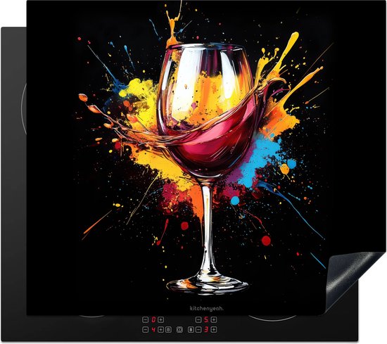 KitchenYeah® Protection plaque induction 59x52 cm - Vin - peinture - coloré - abstrait - Protege plaque de cuisson - Couvre plaque induction - Protecteur d'induction - Cuisine
