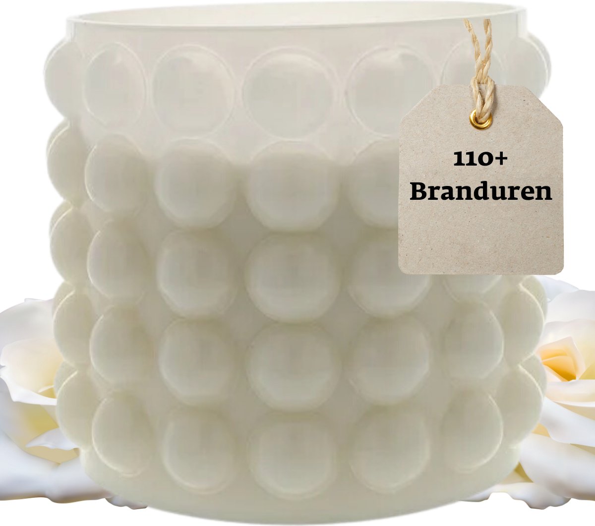 Scentchips® Sandal & Rose Geurkaars Bubbles Wit - Luxe Grote Geurkaars - Decoratieve Kaars - Aromatische Kaars - 110+ Branduren