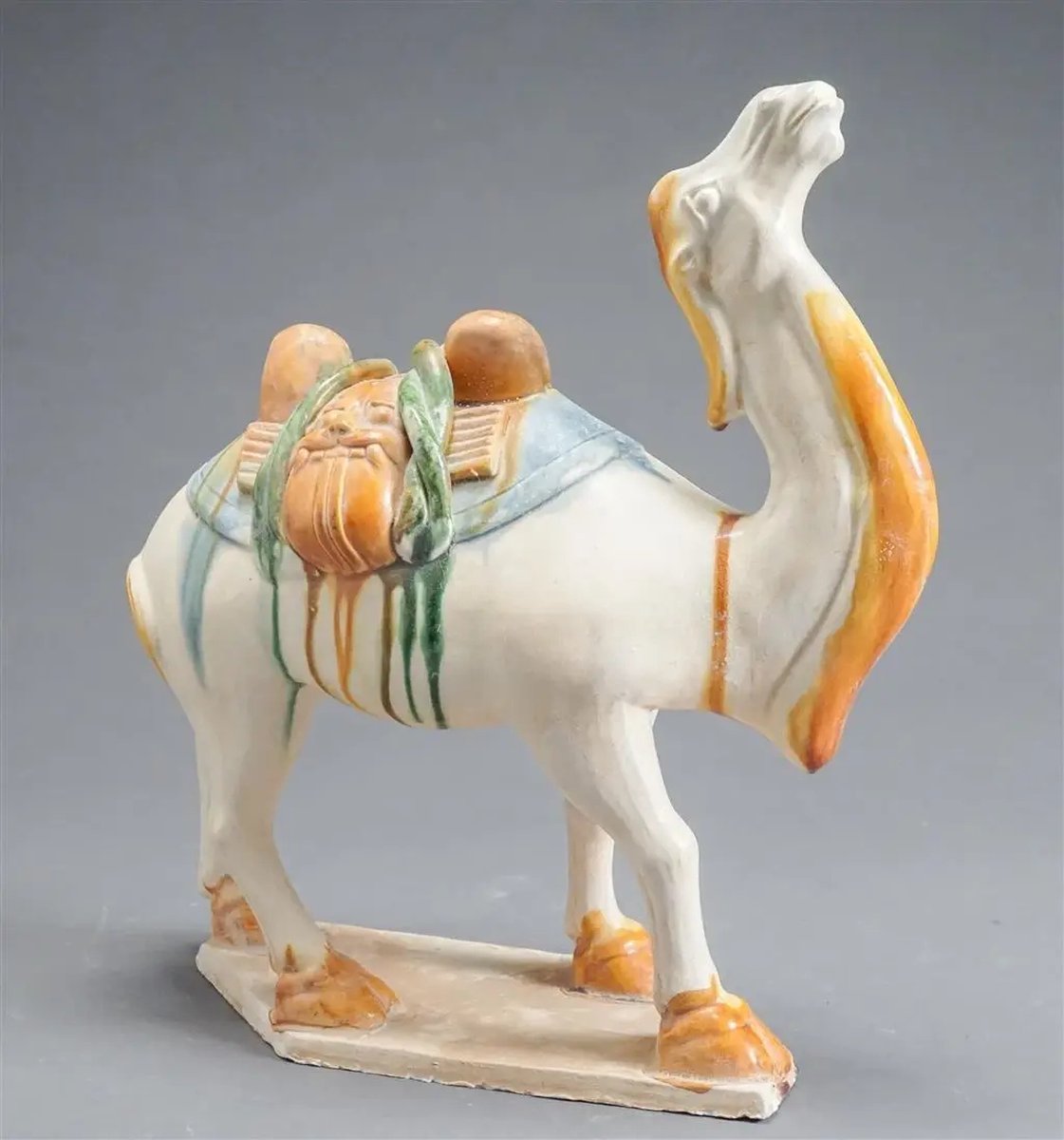 Fine Asianliving Chinese Tang Style Glazed Ceramic Figure of a Camel Handmade Wit, Multicolour