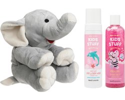 Cherry Belly Kersenpitknuffel Olifant & Kids Stuff Bad Roze - Kids Stuff Bubble Bath Sparkling - Kids Stuff Hair & Body Wash Wacky Whip - Cherry Belly Warmteknuffel Varkentje