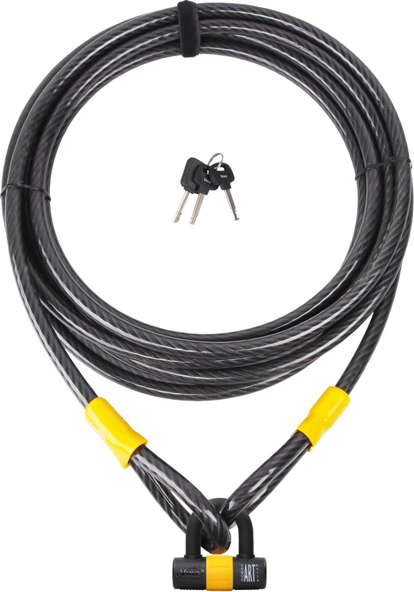 VINZ Kibo Kabelslot 10 Meter Lang - ART, VBV, CCV Gekeurd Bootslot Verzekering - 20mm Dikke Kabel - 1000cm